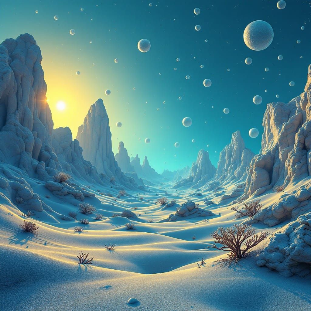 Dreamscape Desert Landscape in Eerie Golden Light