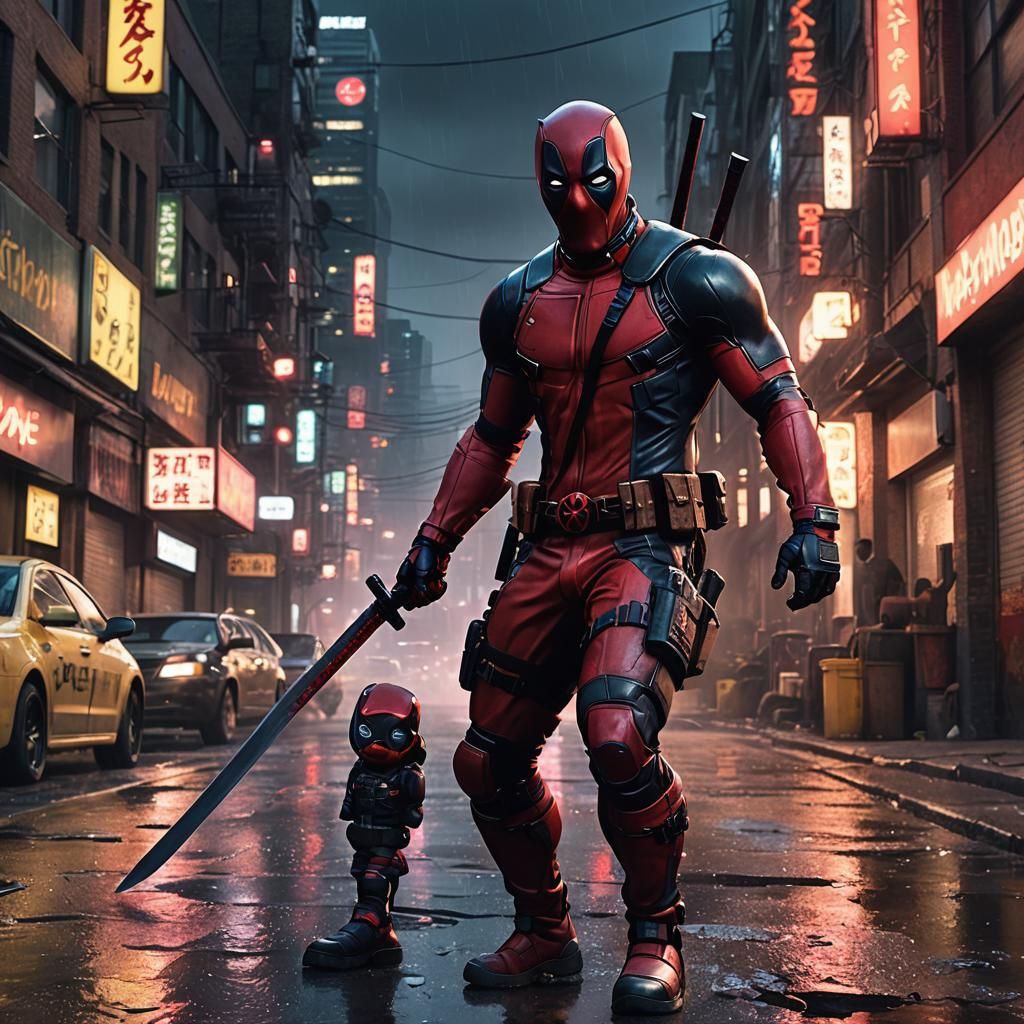 Deadpool in Gritty Urban Action Scene