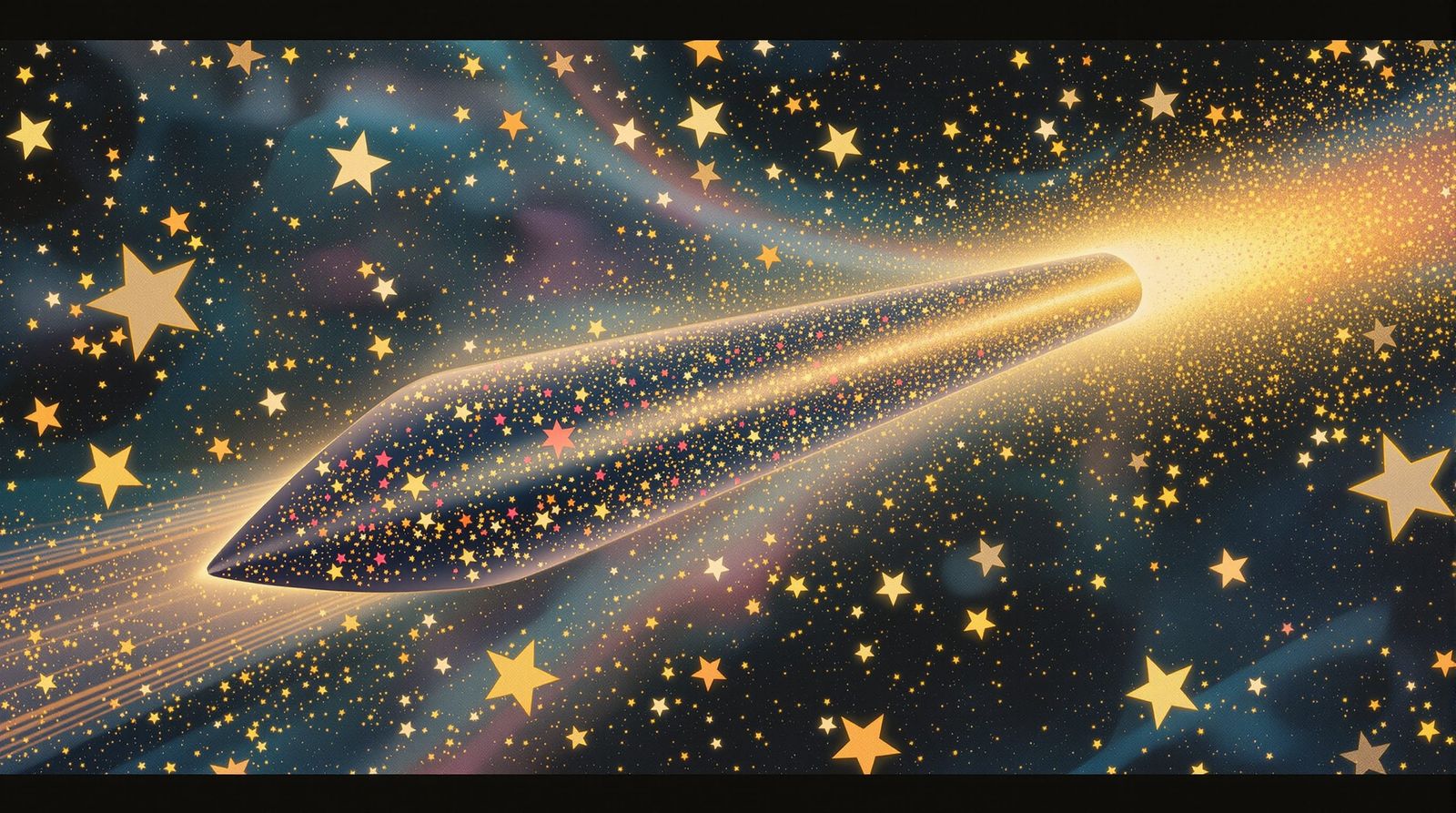 Klimt-Inspired Starship Through Pastel Nebula