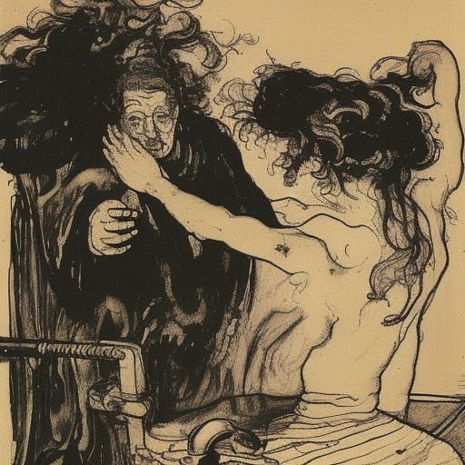 Ink Woman Falling: Splashing Ink Art