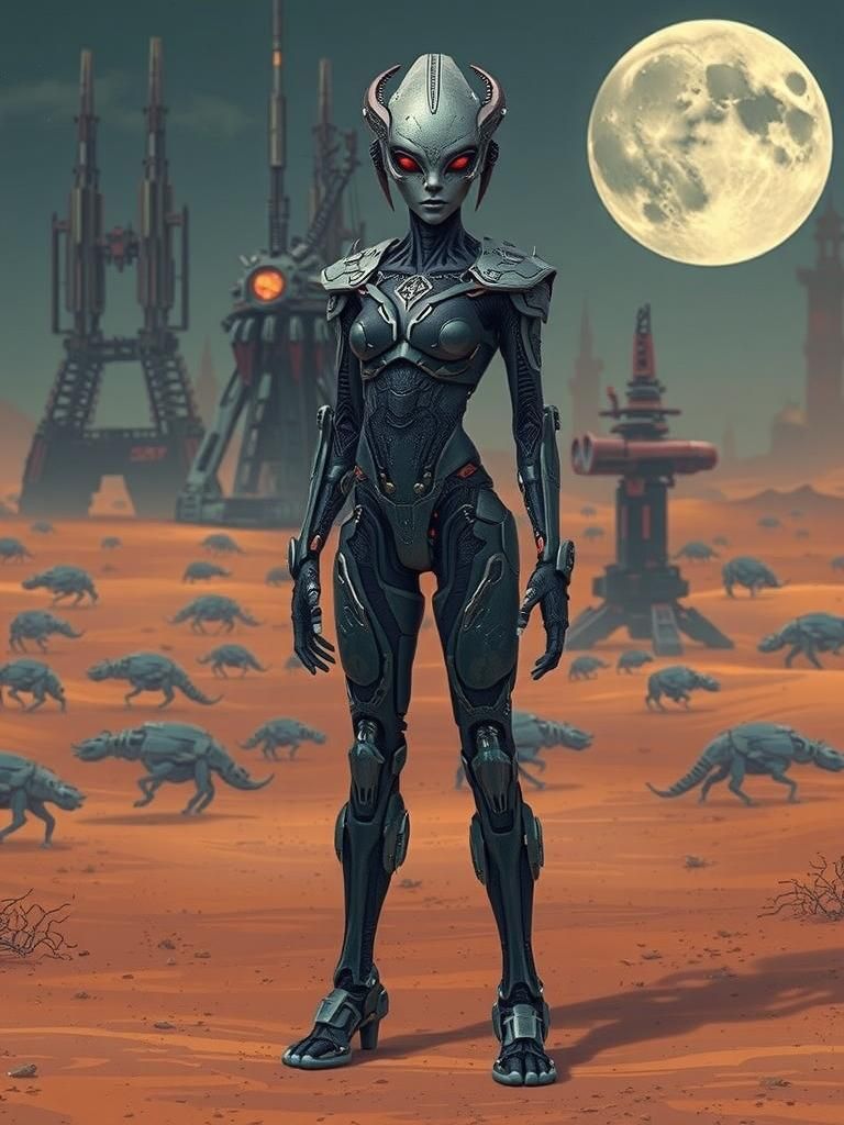 Cybernetic Alien in Bio-Wasteland