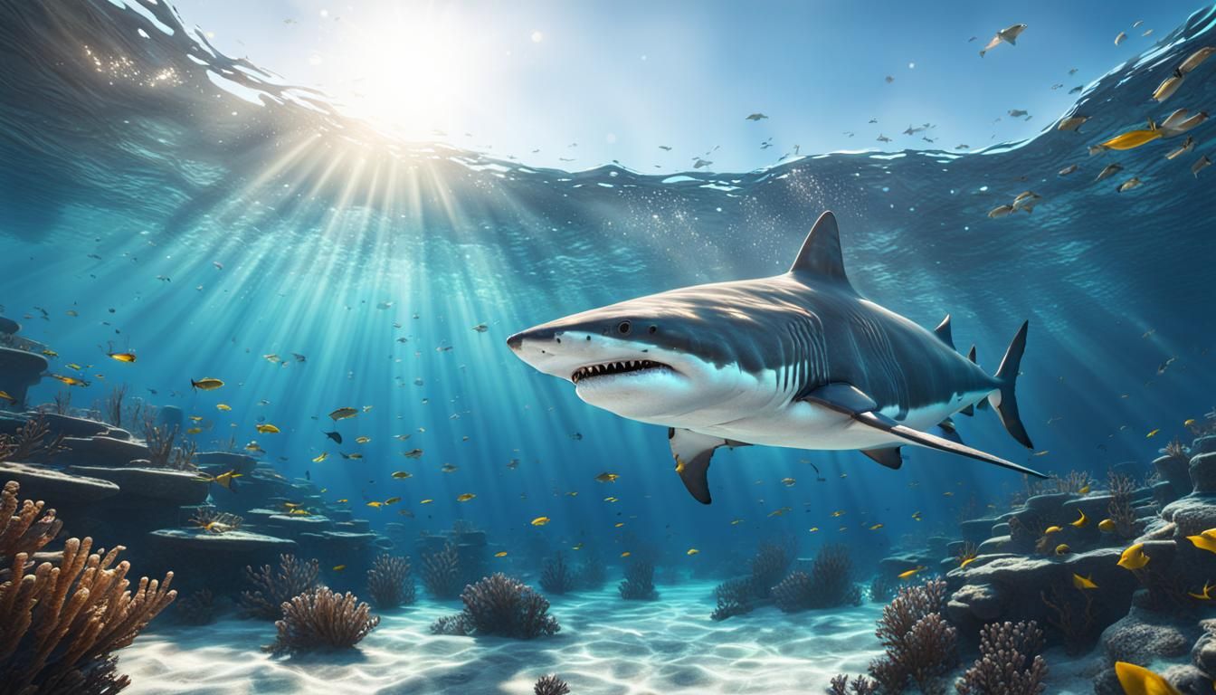 Underwater Shark Cross-Section in 3D Game Style
