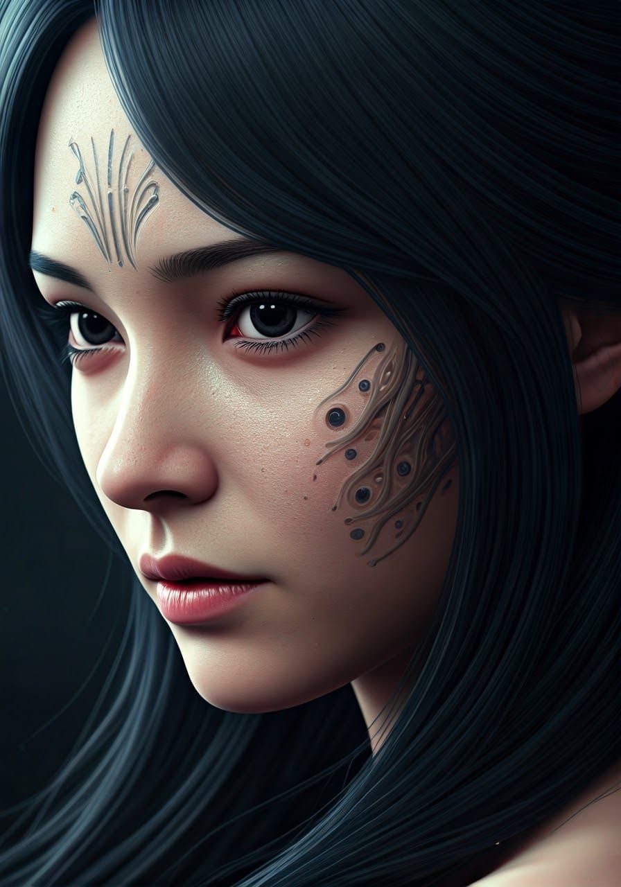 Ethereal Alien Goddess with Xenomorph Features