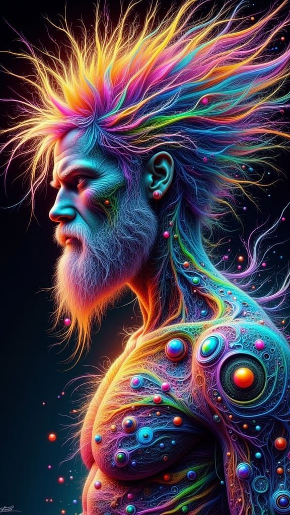 Fractal Faced Man in Fairy Punk X-Ray Art