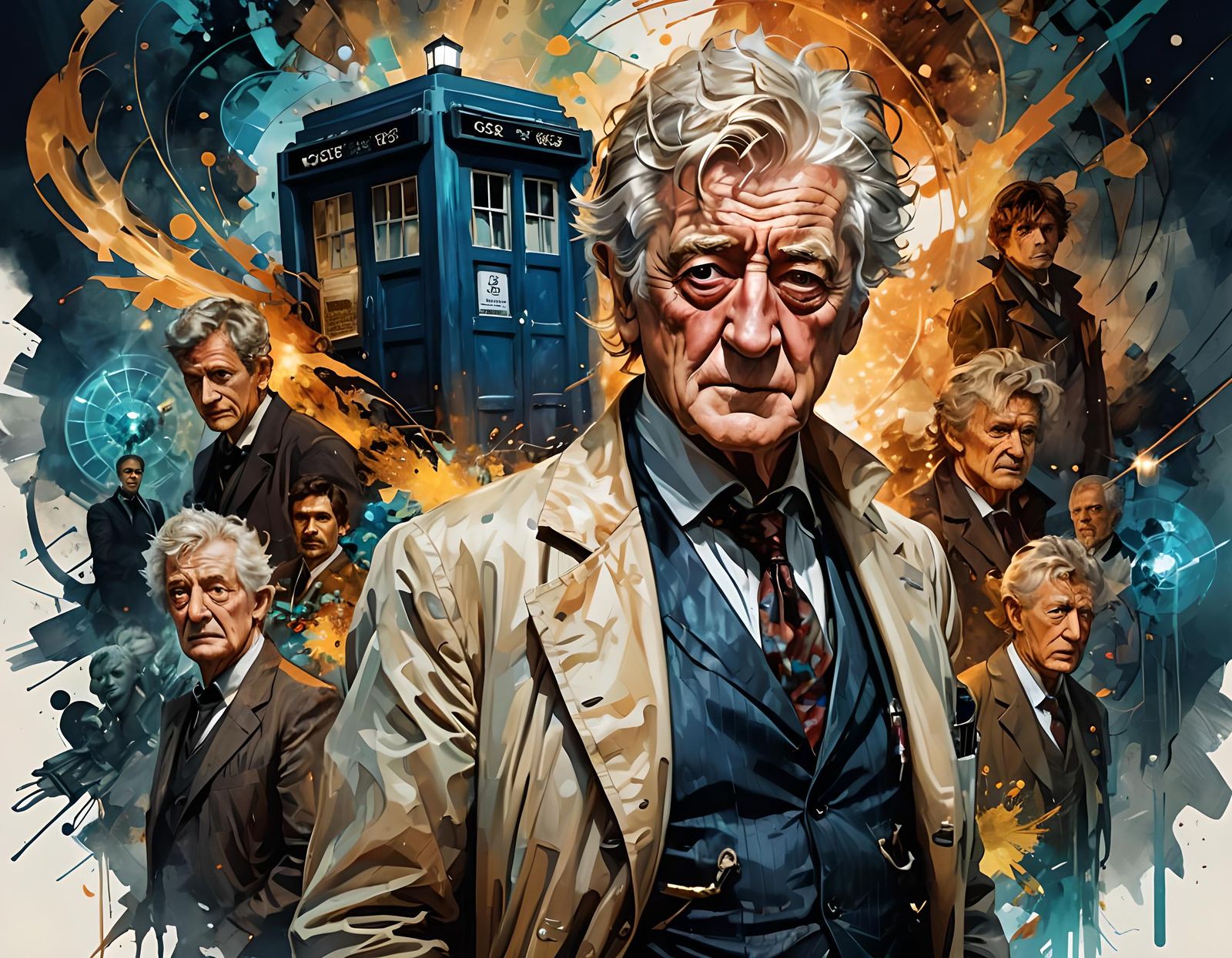 Doctor Who Portrait in Oil with Golden Composition