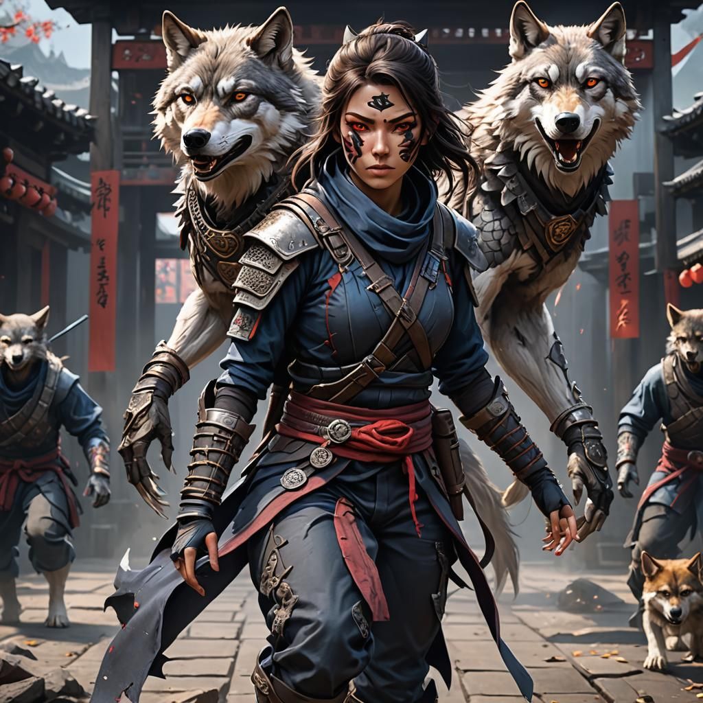 Wolf-Eyed Ninja in Detailed Matte Painting