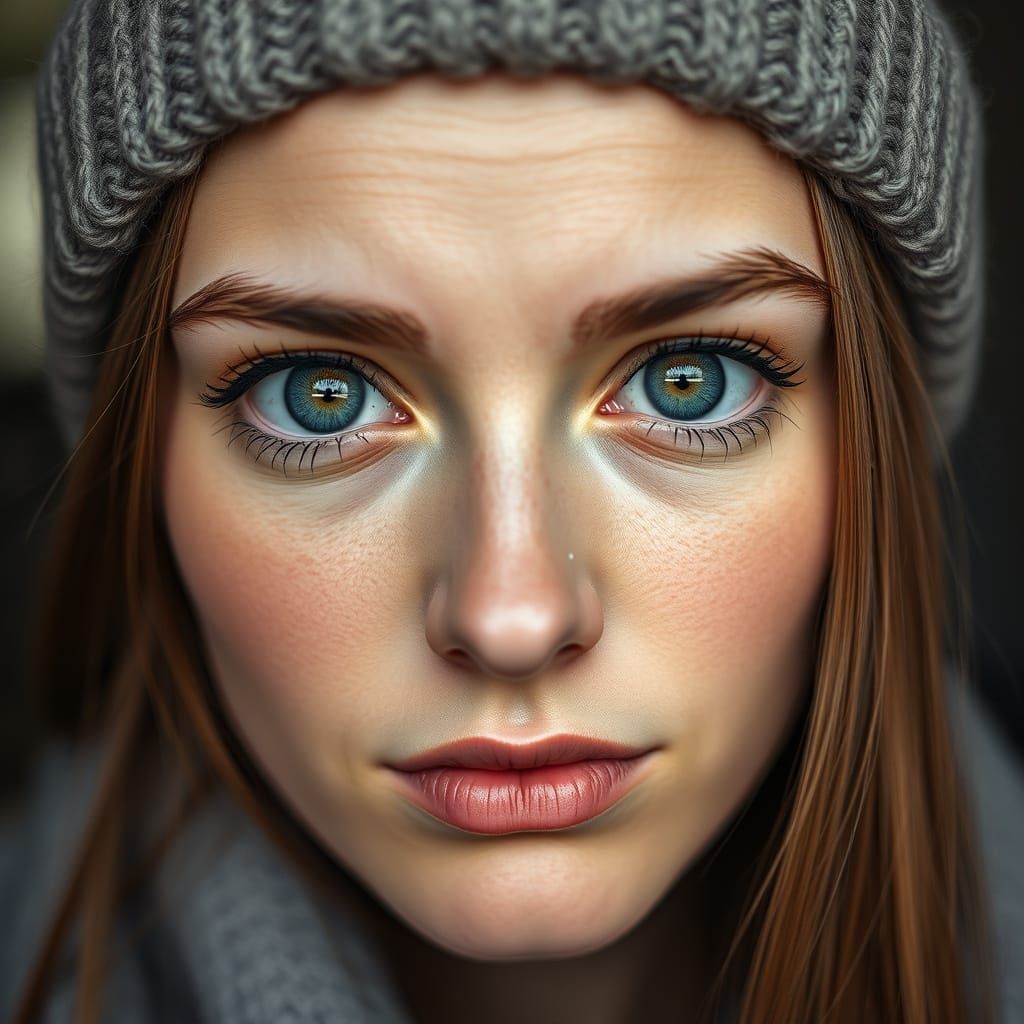 Photorealistic Portrait of Woman with Hazel Eyes
