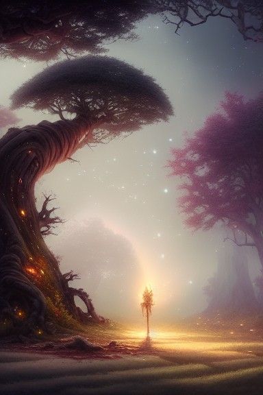 Magical Tree of Mankind in Hyperrealistic Style