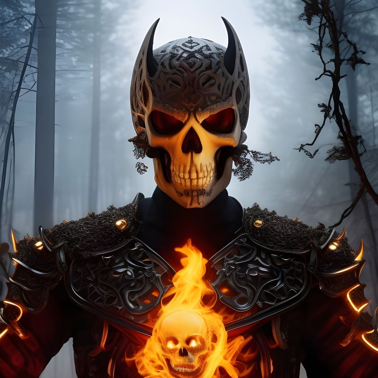 Mushroom Skeleton Ghost Rider in Filigree Armor