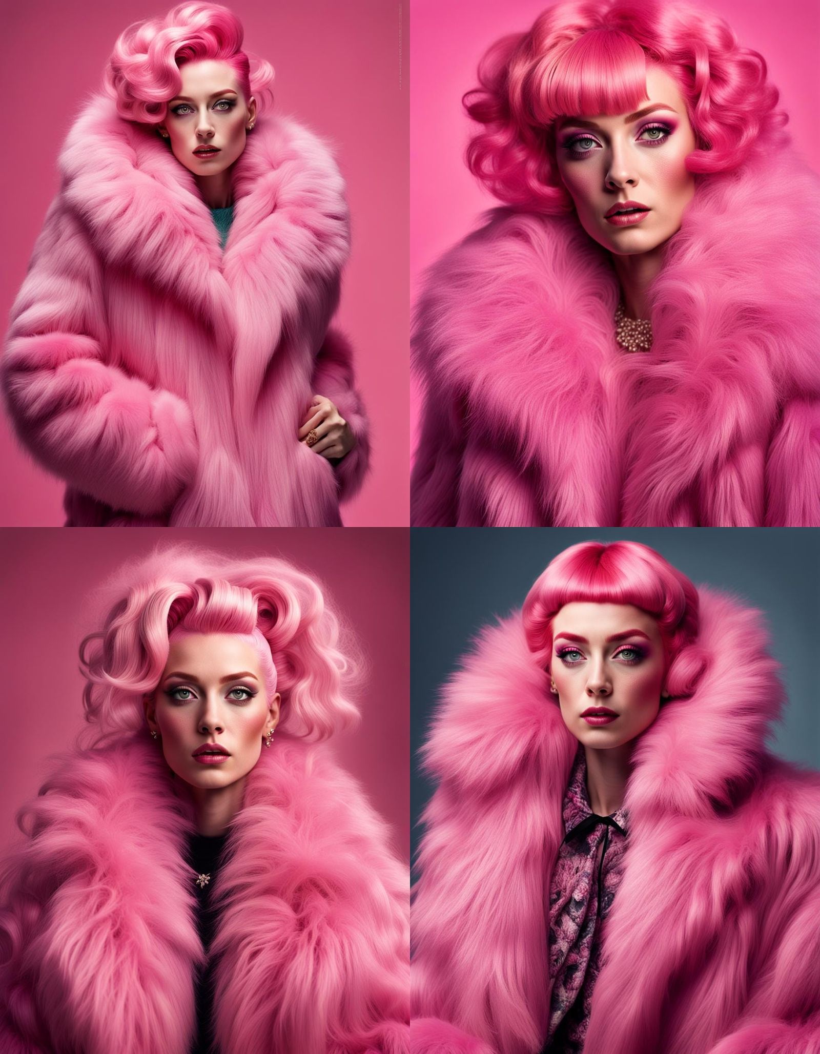 Pink Fur Portrait in Edelmann Style