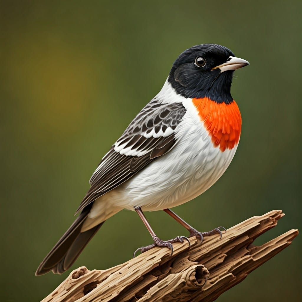 Red-capped Robin Illustration in Audubon Style