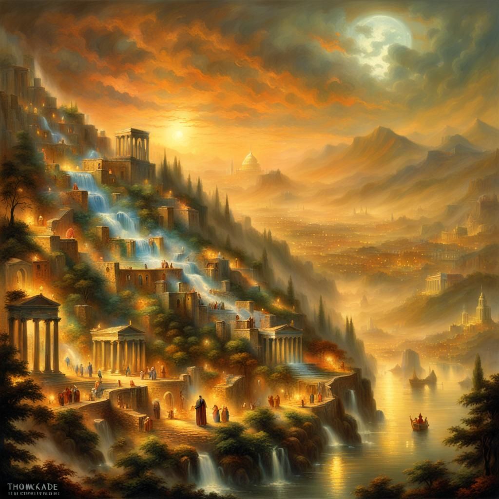 Ancient Greek City Destruction in Ethereal Fantasy Style