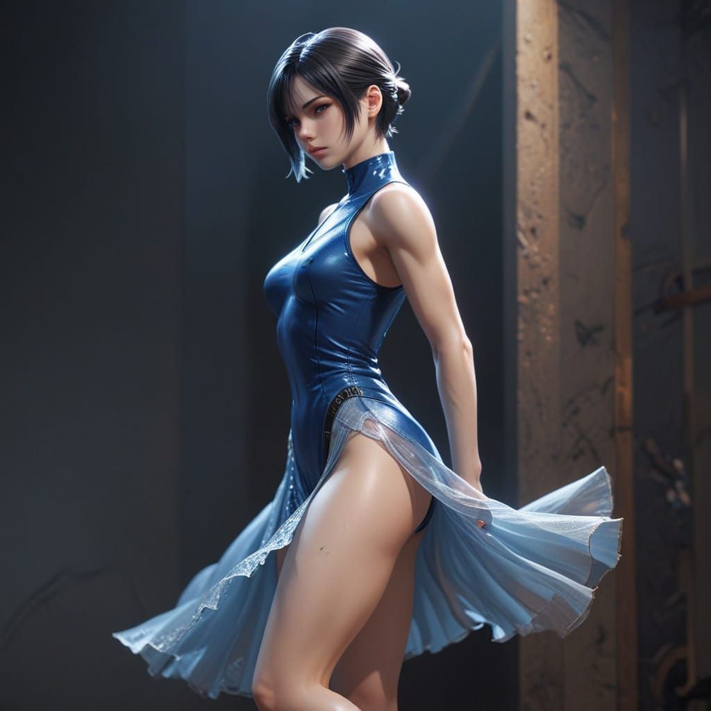 Ethereal Realism: Athletic Jill Valentine in Diaphanous Garm...