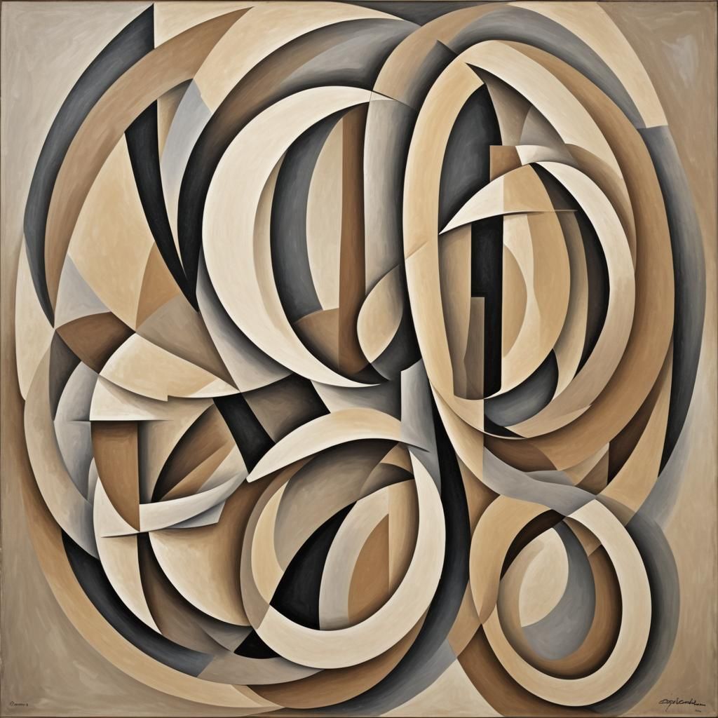 Minimalist Ovals in Beige and Gray