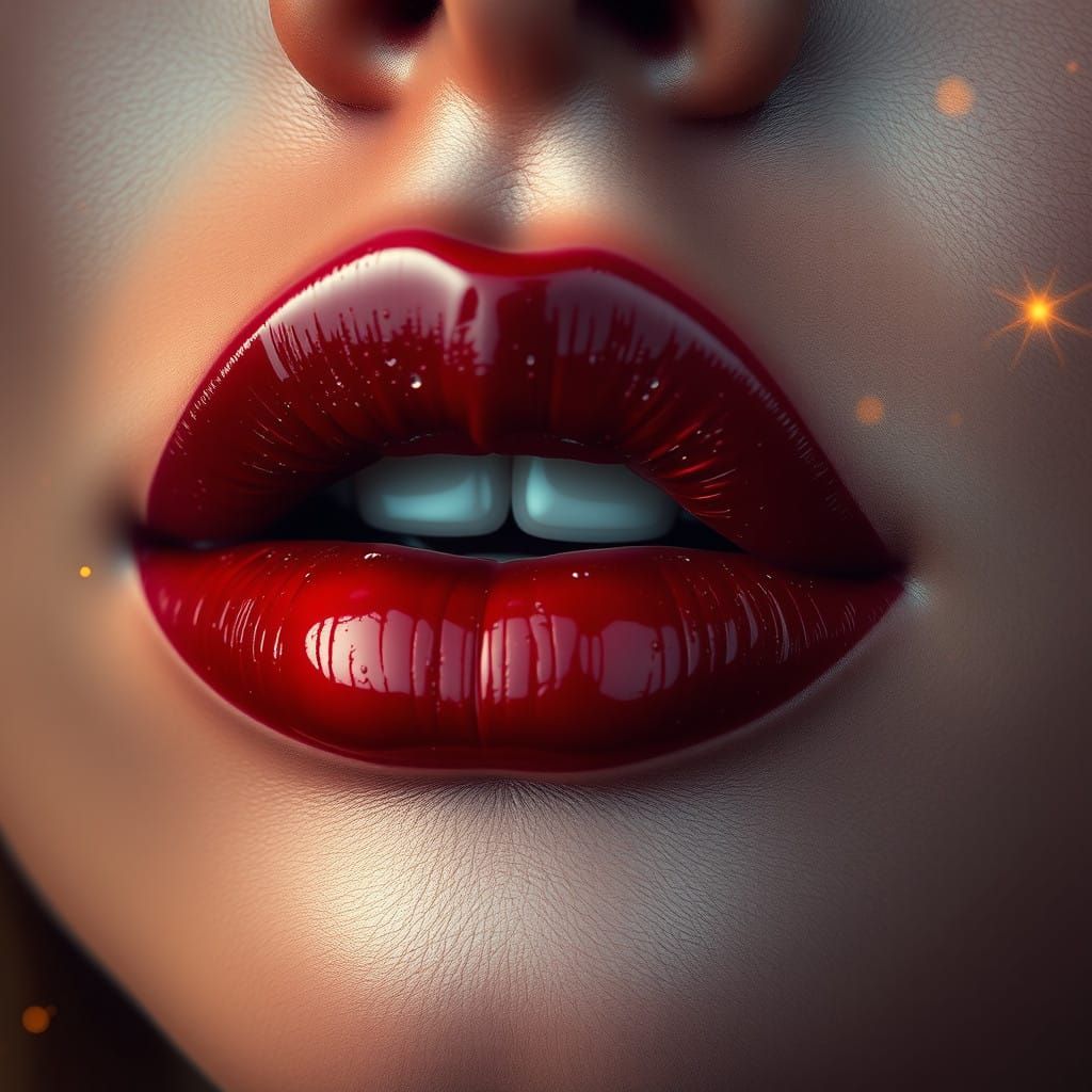 Velvety Red Lips in Ethereal Glow