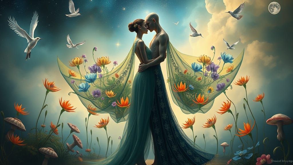 Cosmic Surrealist Dance of Interconnected Mindscape