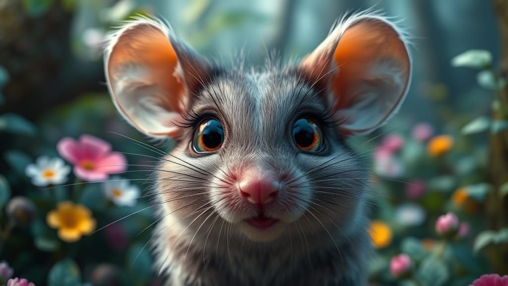 Adorable Mouse with Oversized Eyes in Pixar Style