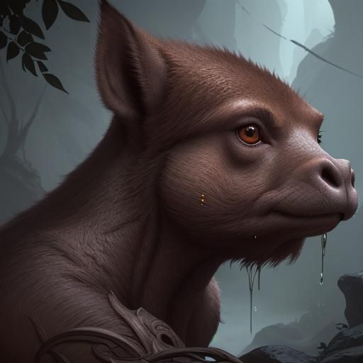 Fantastical Capybara Matte Painting in Deep Color