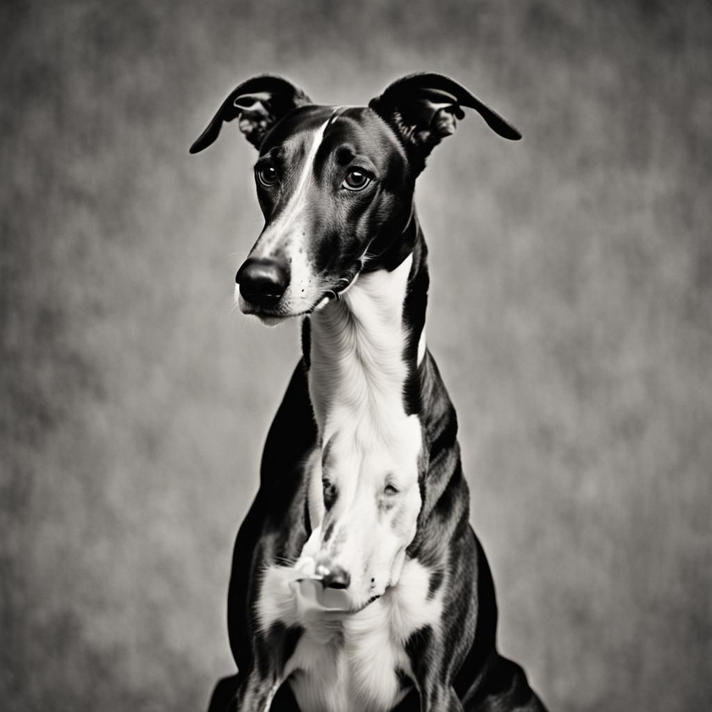 Elegant Greyhound: A Black and White Film Portrait