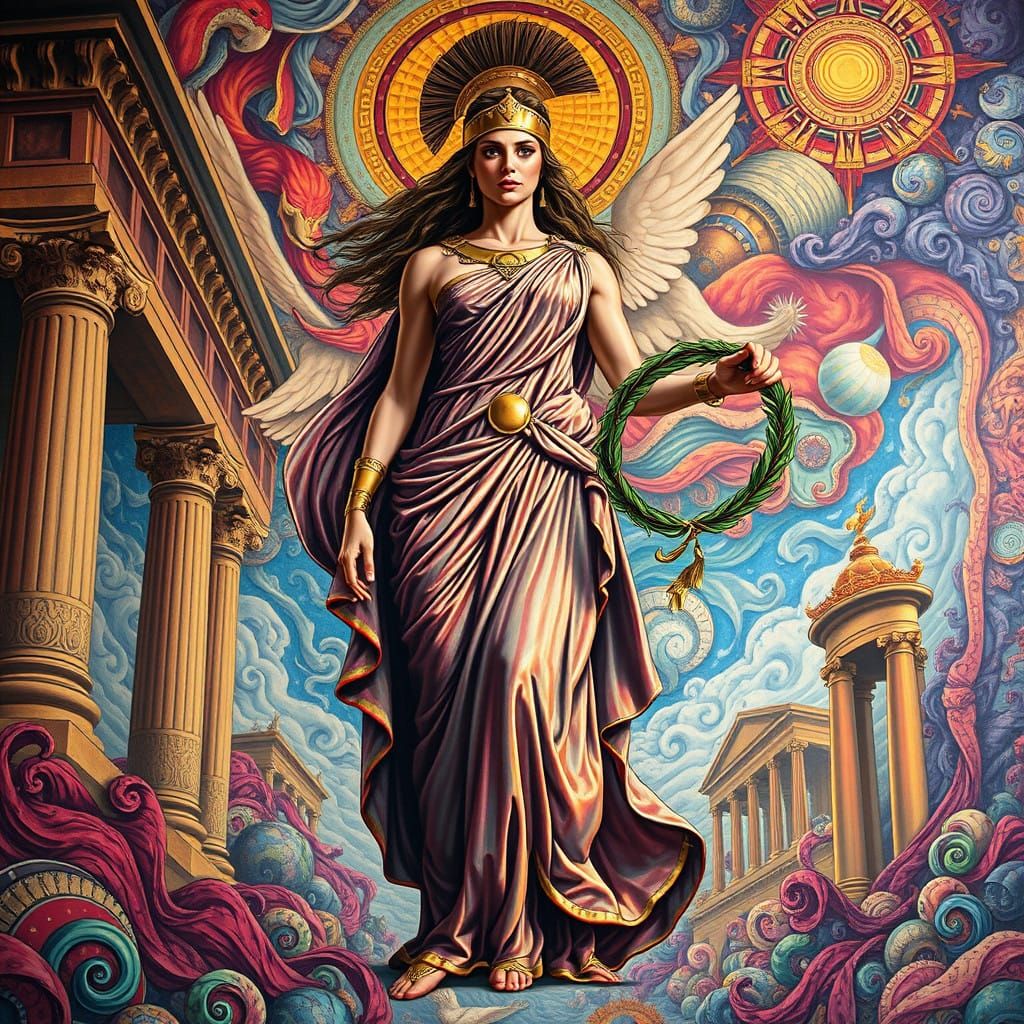 Troy's Ethereal Guardian in Whimsical Mural Style