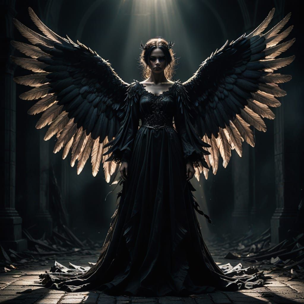 Fallen Angel in Dark Fantasy Art Style