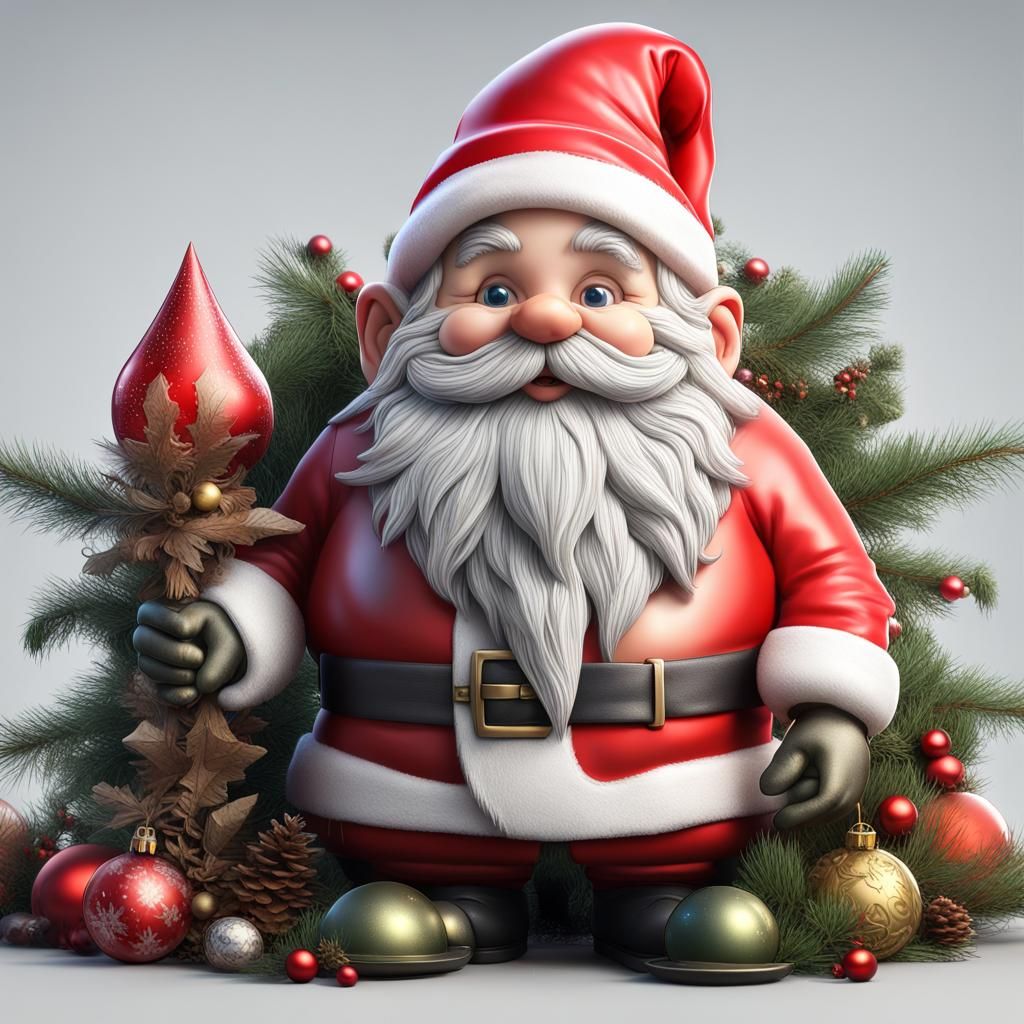 Festive Christmas Gnome-Santa Claus Hybrid in Vivid Colors