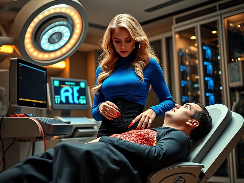 Brain Surgeon in a Futuristic Christmas Setting