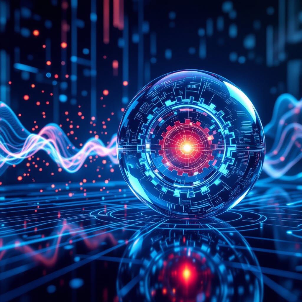 Futuristic Digital Energy Forms in Cool Tones