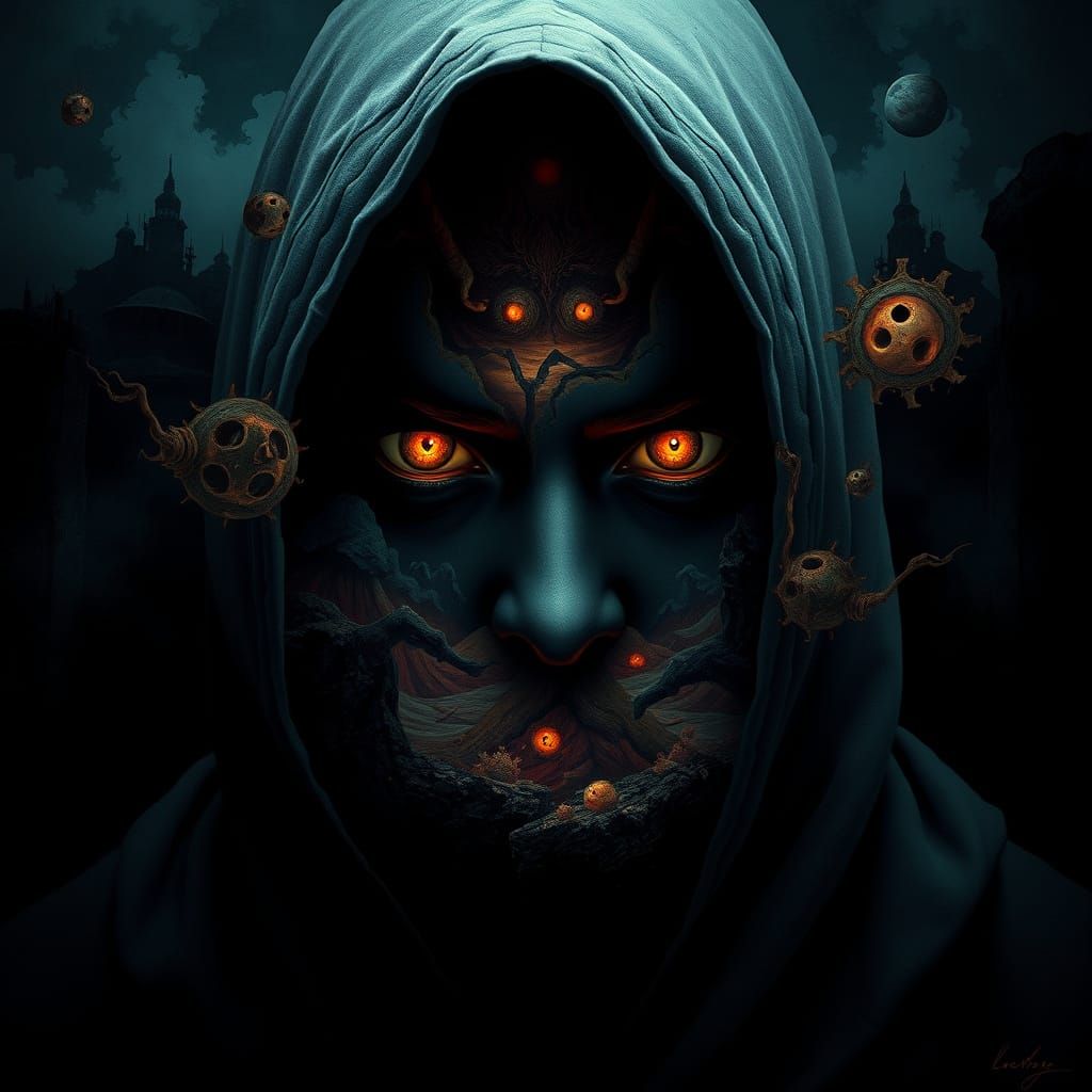 Ethereal Figure in Surreal Landscape