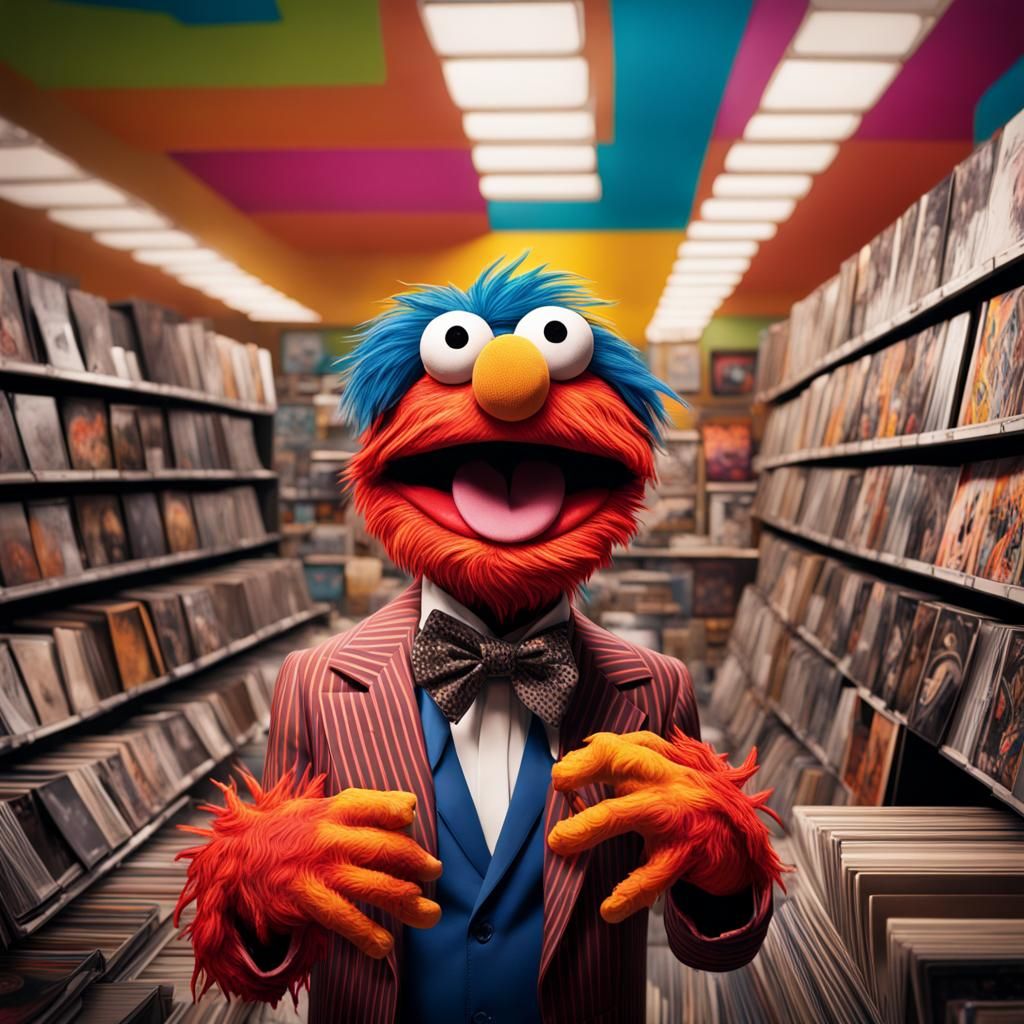 Animal Muppet as Jerry Garcia in Record Store