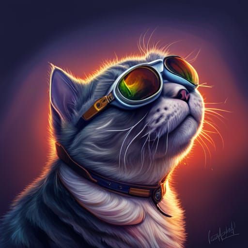 Hyperrealistic Cat with Guns and Goggles