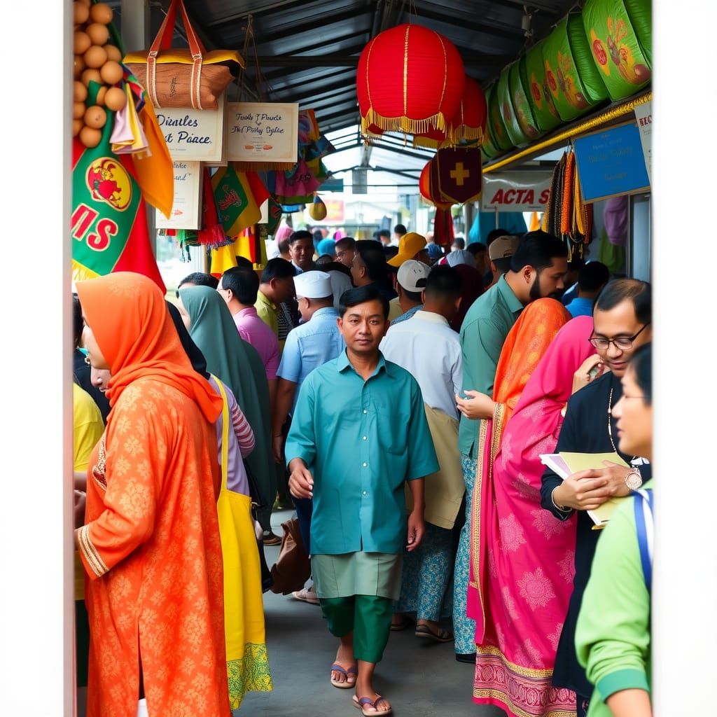 Vibrant Marketplace Scene in Indonesian Style
