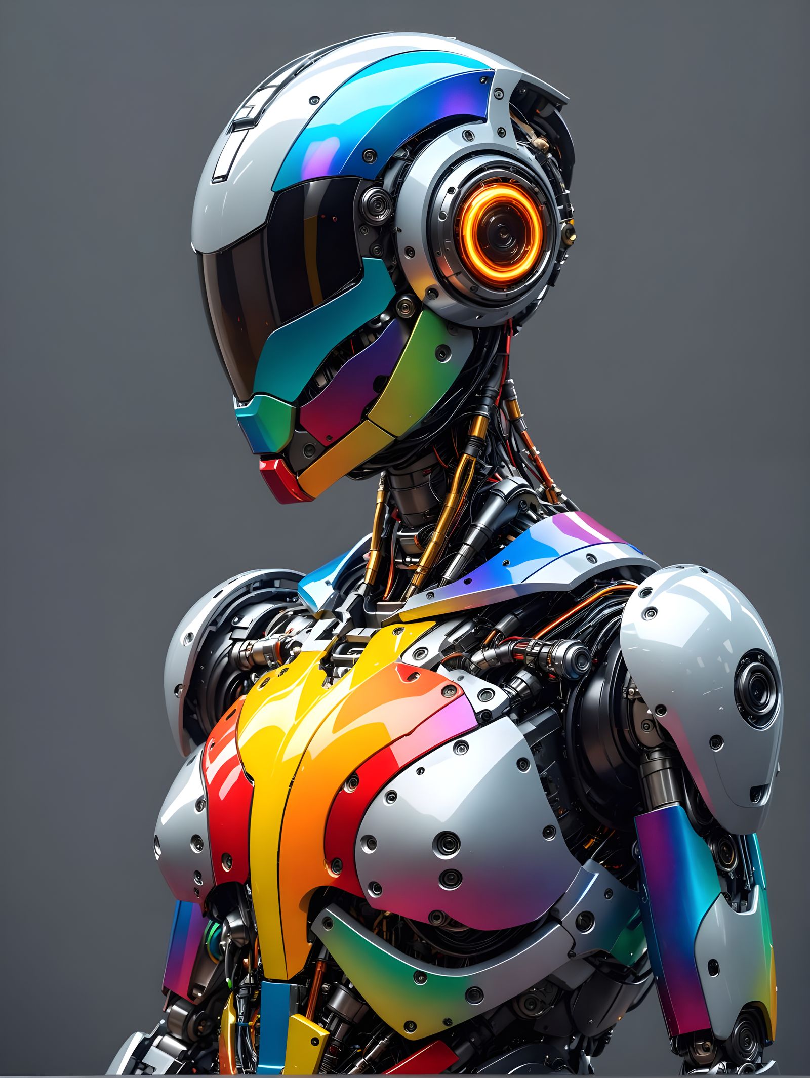 Vibrant Heart of a Compassionate Cyberpunk Robot