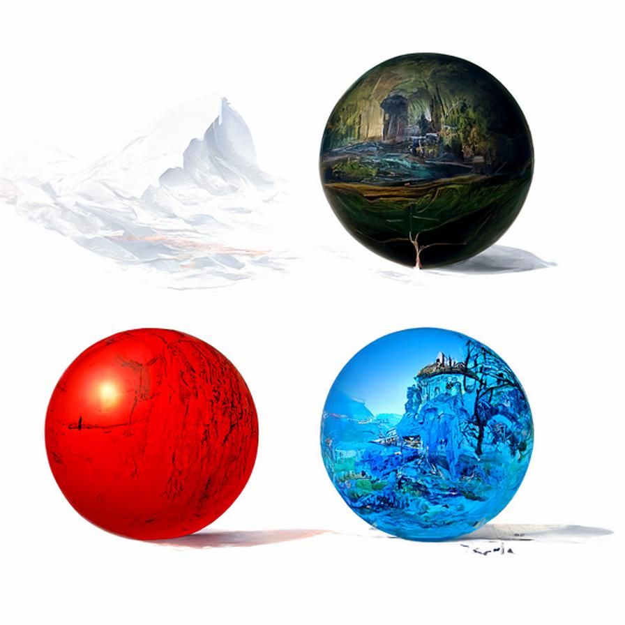Landscape Spheres in Surreal Digital Rendering