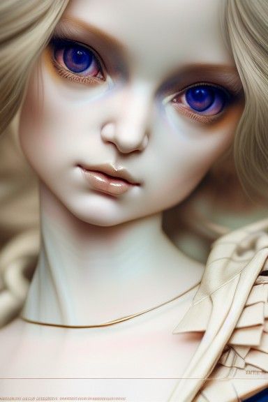 Hyperdetailed Porcelain Art Doll Portrait