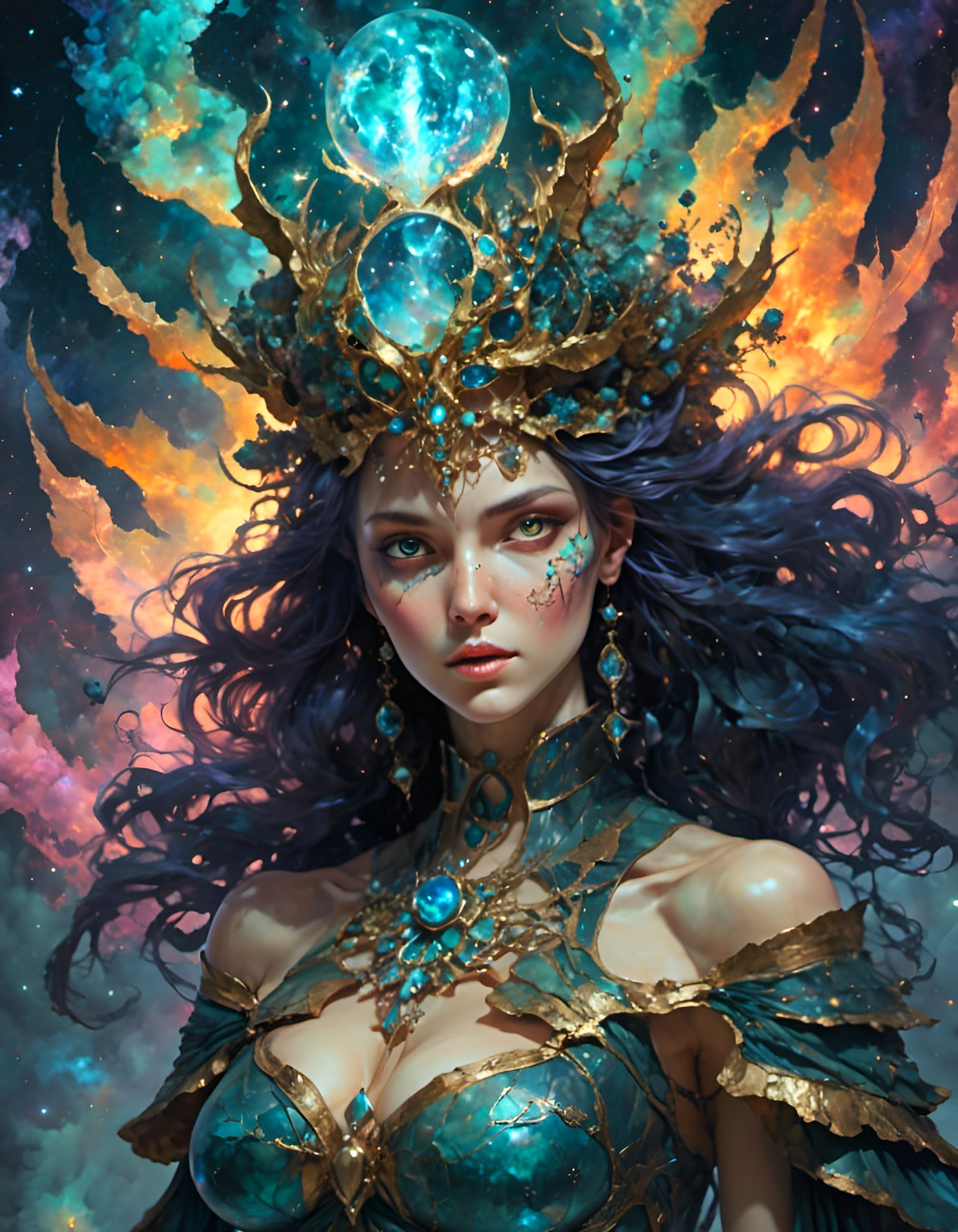 Enchanting Sorceress in Hyperkraximalism Style