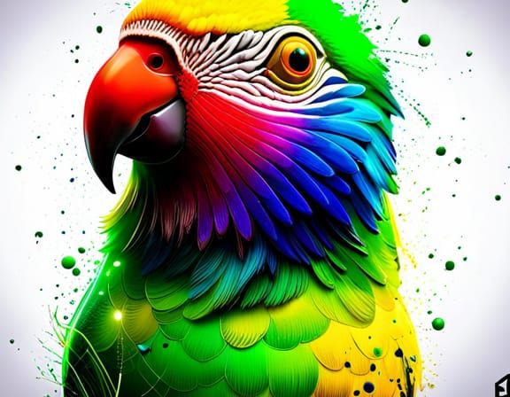 Robotic Parakeet in Dieselpunk Digital Art