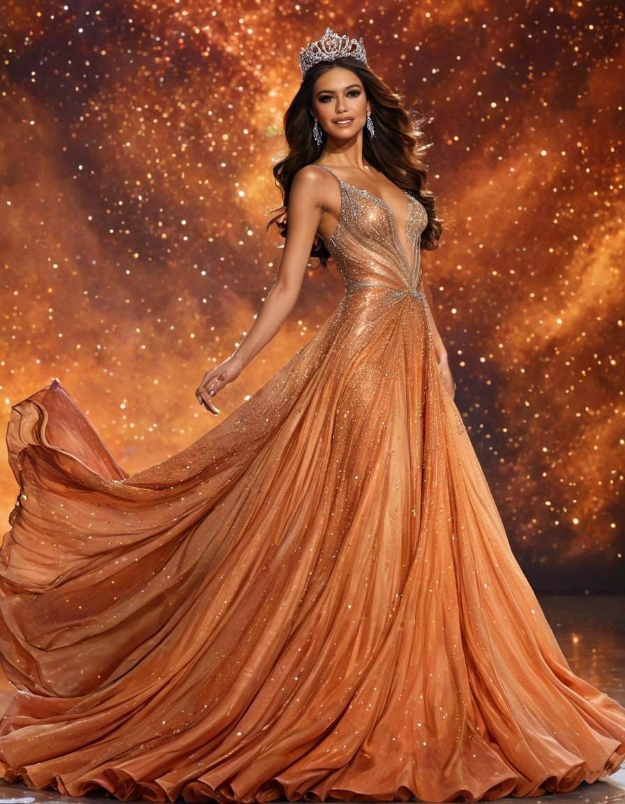 Ethereal Miss Universe in Starry Night Sky