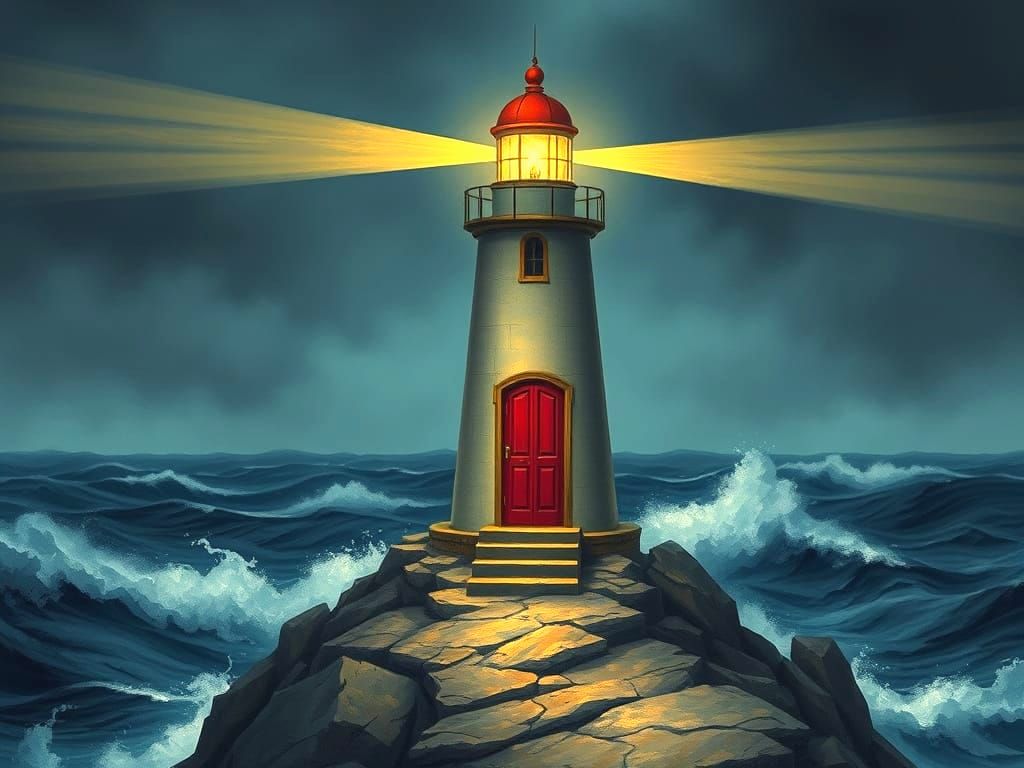 Lighthouse With Giant Lightbulb Illumination