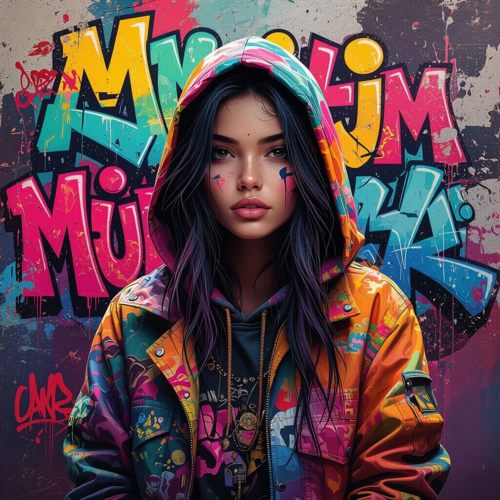Vibrant Graffiti Art in Fantasy Concept Style