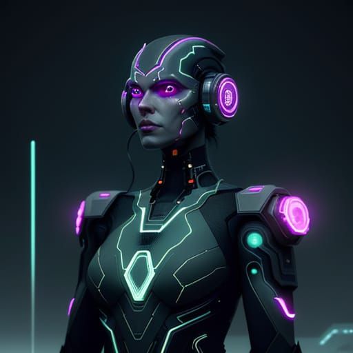 Glowing Circuit Pattern in Neon Cyberpunk Skin