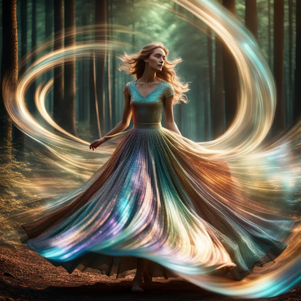 Woman in Iridescent Gown CGI Rendering