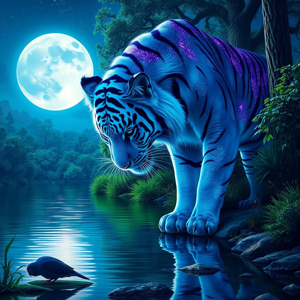 Celestial Tiger Drinking: Digital Matte Painting