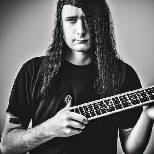 Sad Metalhead with Guitar Cord Halo