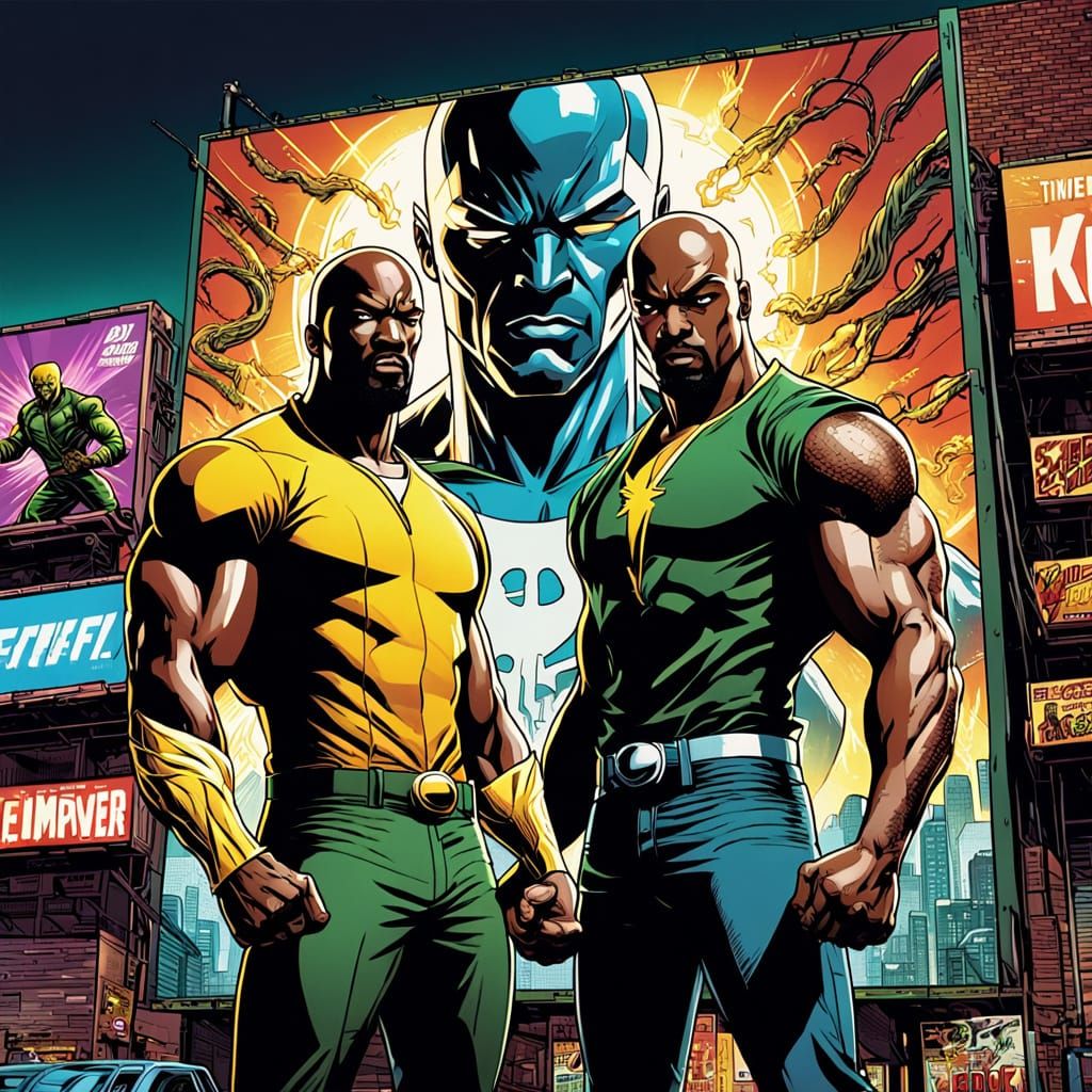 Luke Cage and Iron Fist in Comic Book Art