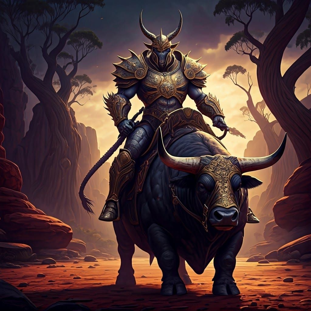 Alien Warrior Rides Bull in Australian Outback