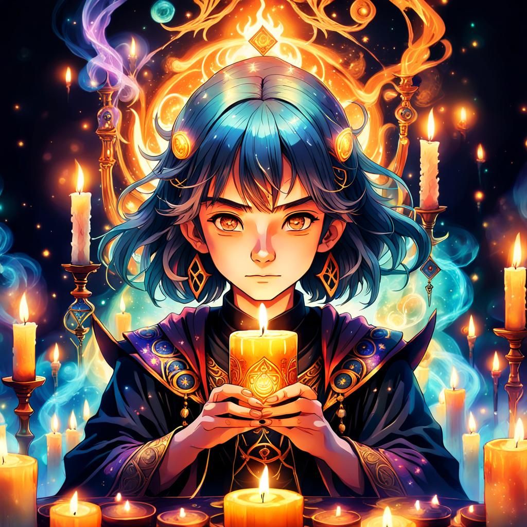 Anime Portrait of Wiccan Character with Magical Artifacts