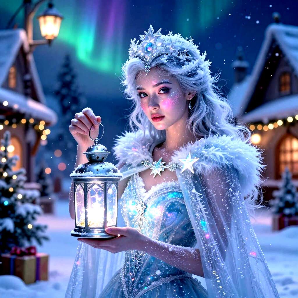 Ethereal Winter Dryad Decorating Christmas Tree