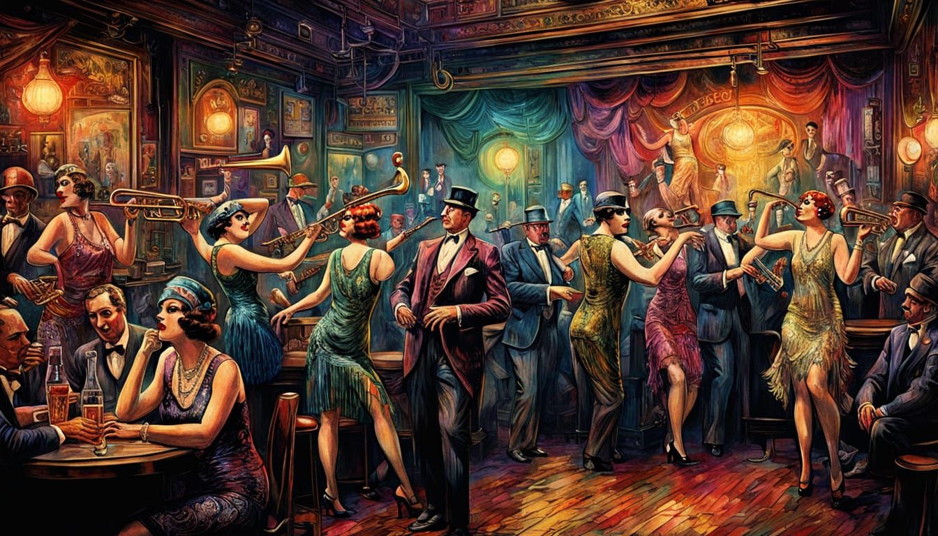1920s Speakeasy Jazz Club in Digital Art Style