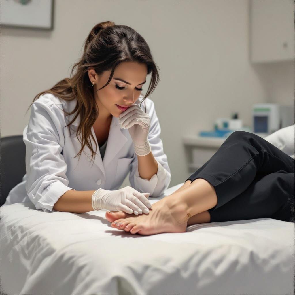 Podiatrist Contemplates Patient's Feet in Hyperrealistic Dig...